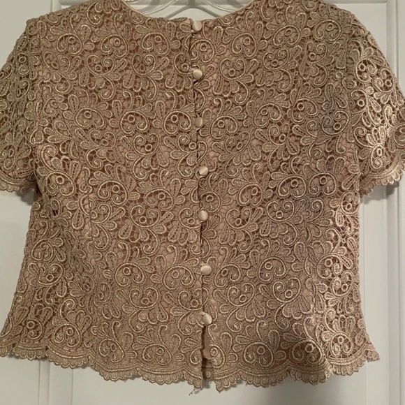 Gold filigree lace party top - Picture 4 of 4